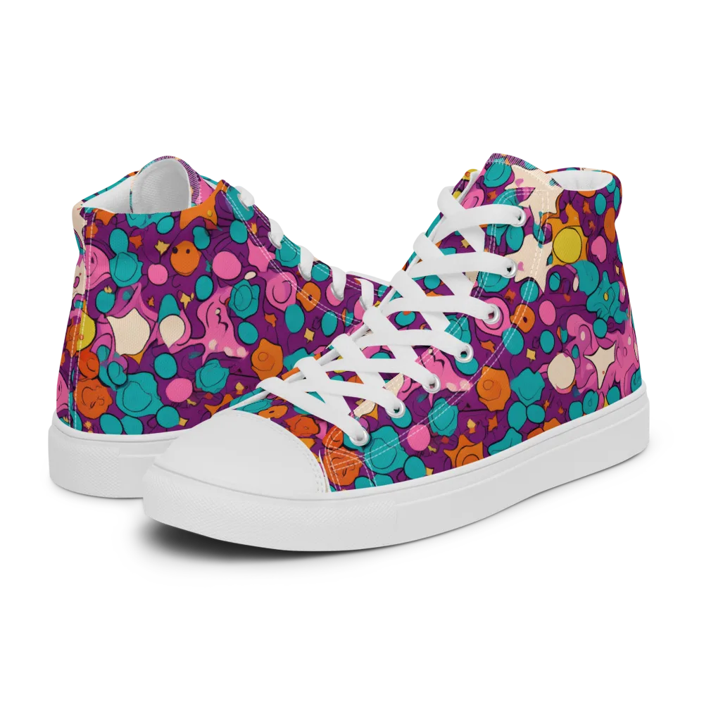 Candy Comet on Men's High Top Canvas Shoes — Left