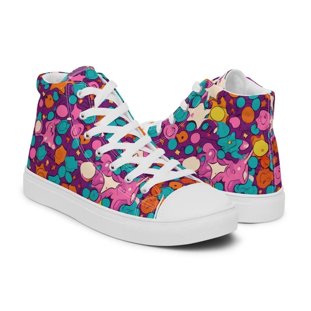 Candy Comet on Men's High Top Canvas Shoes — Right