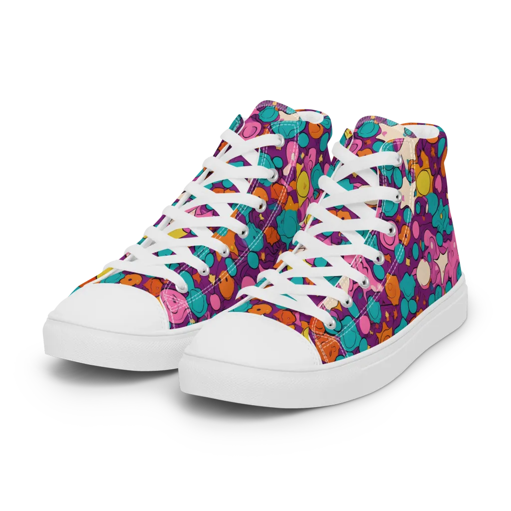Candy Comet on Women's High Top Canvas Shoes — Left Front