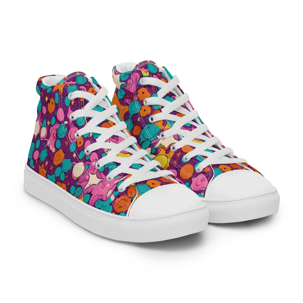 Candy Comet on Women's High Top Canvas Shoes — Right Front