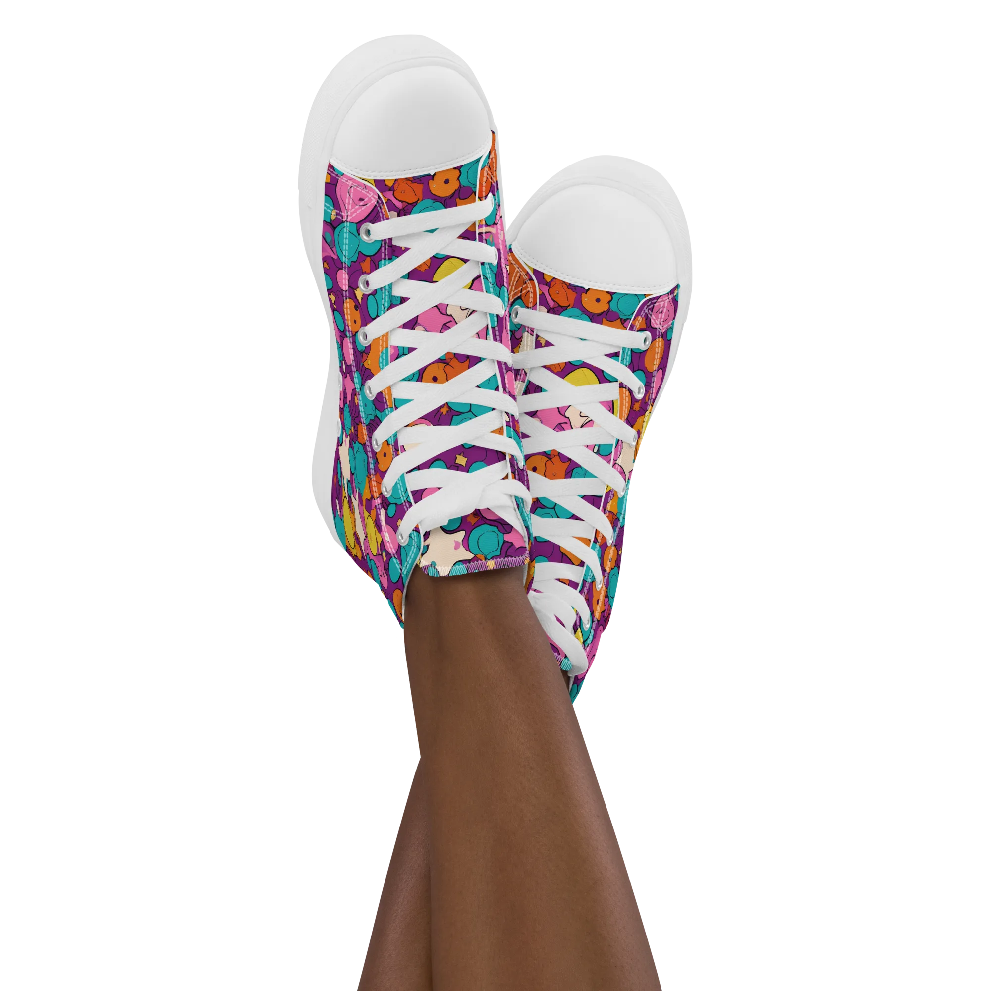 Candy Comet on Women's High Top Canvas Shoes — Front