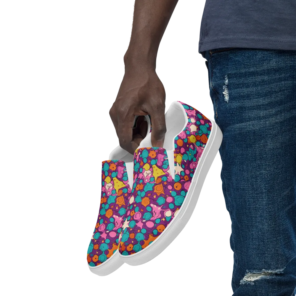 Candy Comet on Men's Slip-On Canvas Shoes — Left Front