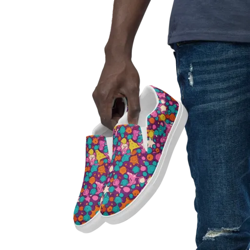 Candy Comet on a Men's Slip-On Canvas Shoes