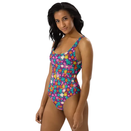 Candy Comet on a One-Piece Swimsuit