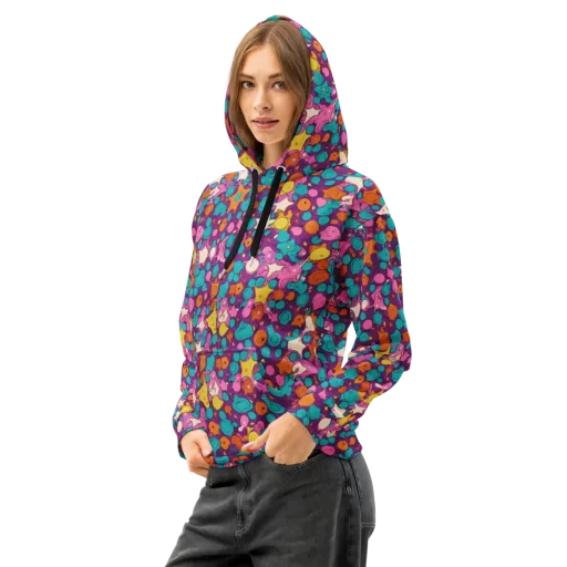 Candy Comet on a Cotton Hoodie