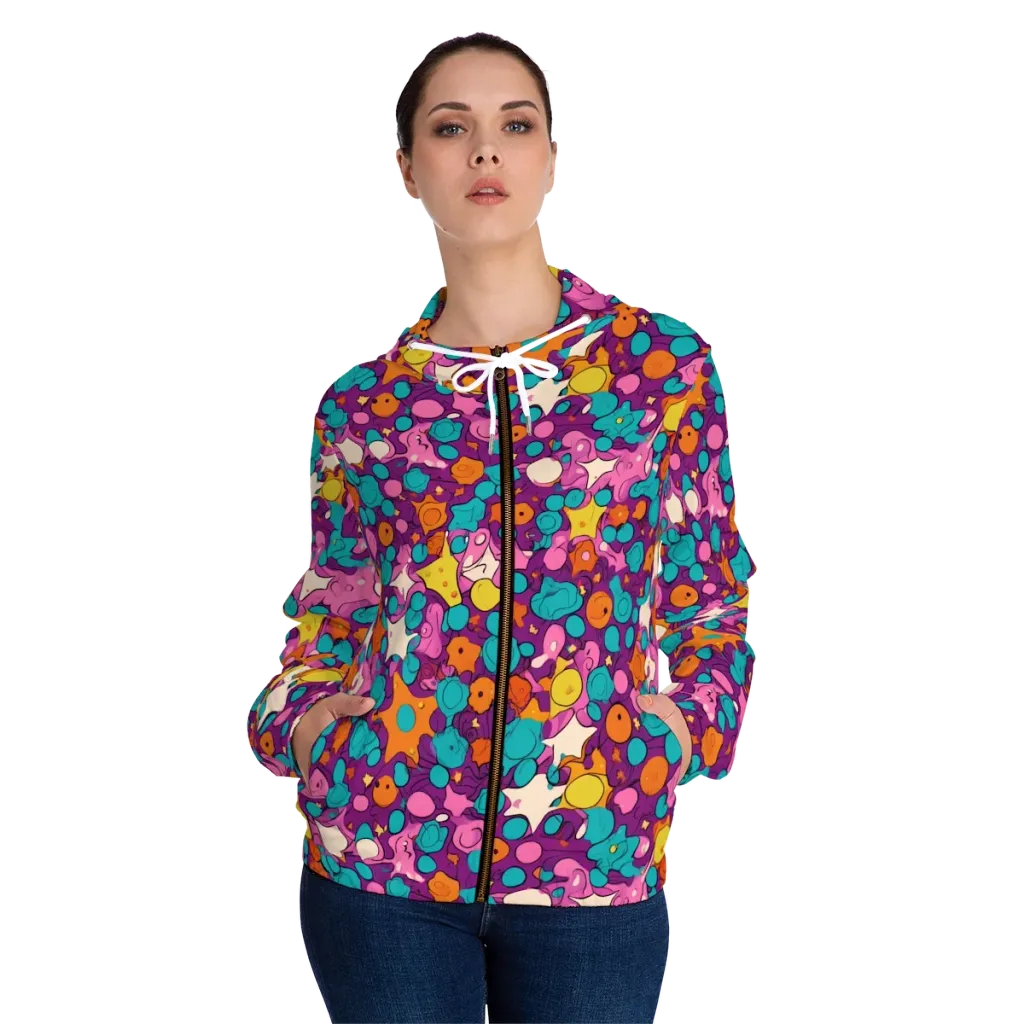 Candy Comet on Women's Full-Zip Hoodie — Front On Person