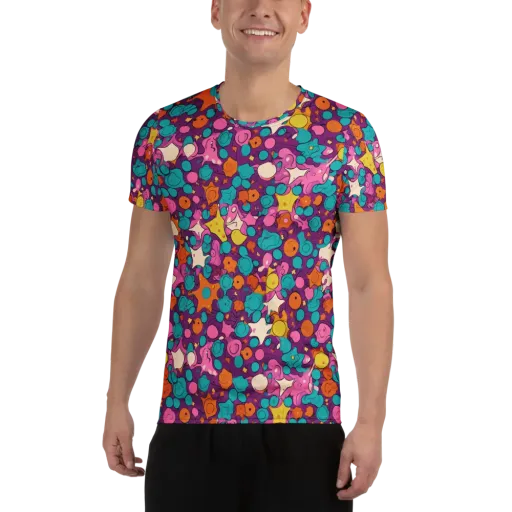 Candy Comet on a Men's Athletic T-Shirt