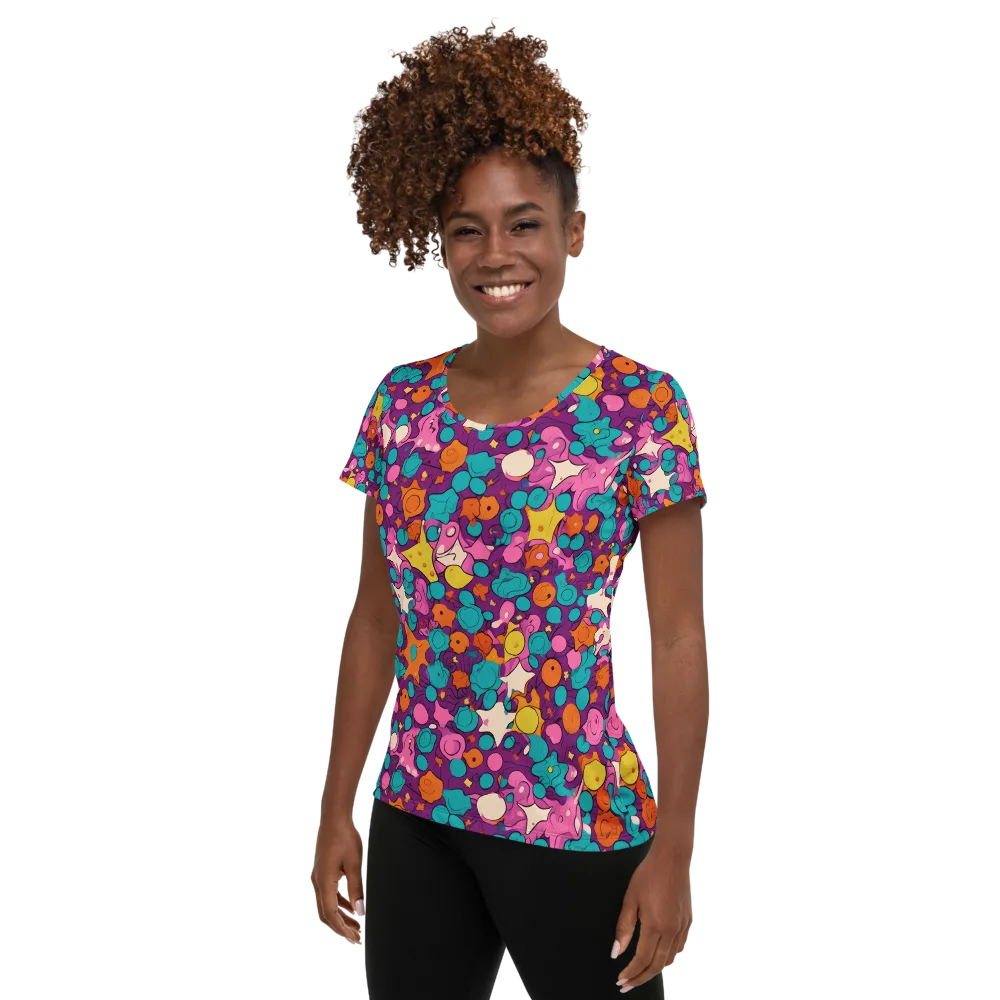 Candy Comet on Women's Athletic T-Shirt — Left
