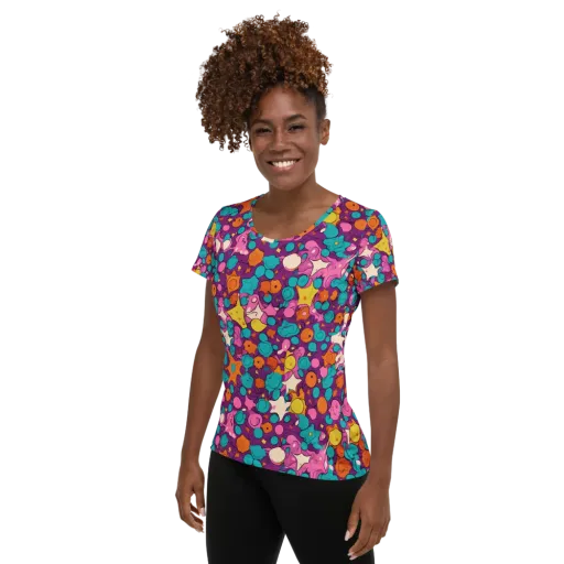 Candy Comet on a Women's Athletic T-Shirt