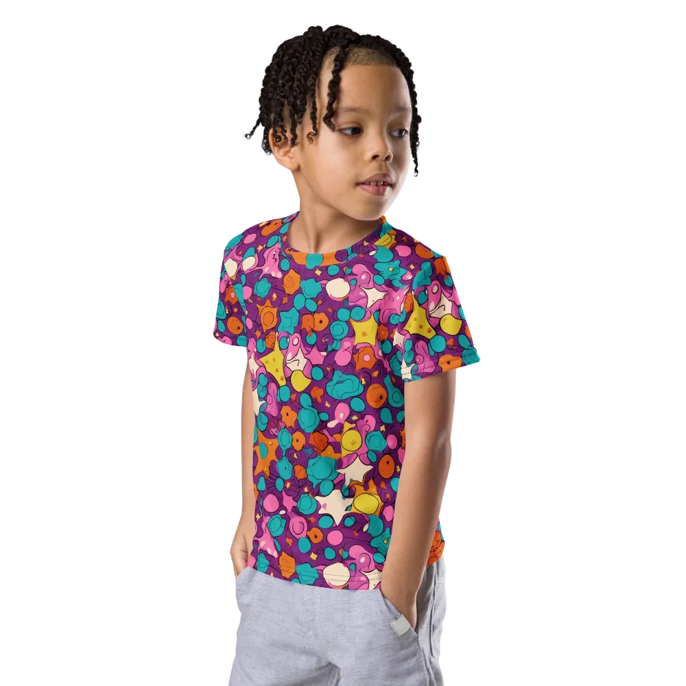 Candy Comet on Kids Crew Neck T-Shirt — Left Front