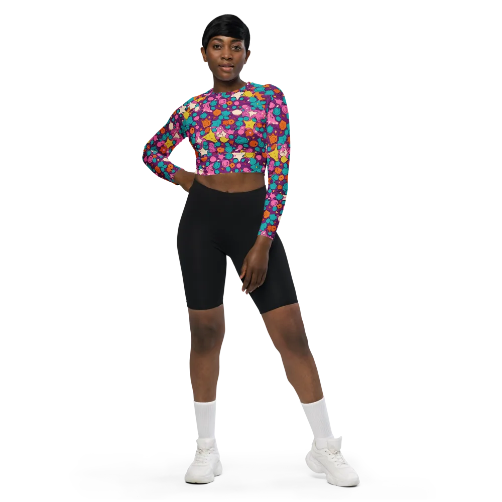 Candy Comet on Long Sleeve Crop Top — Front