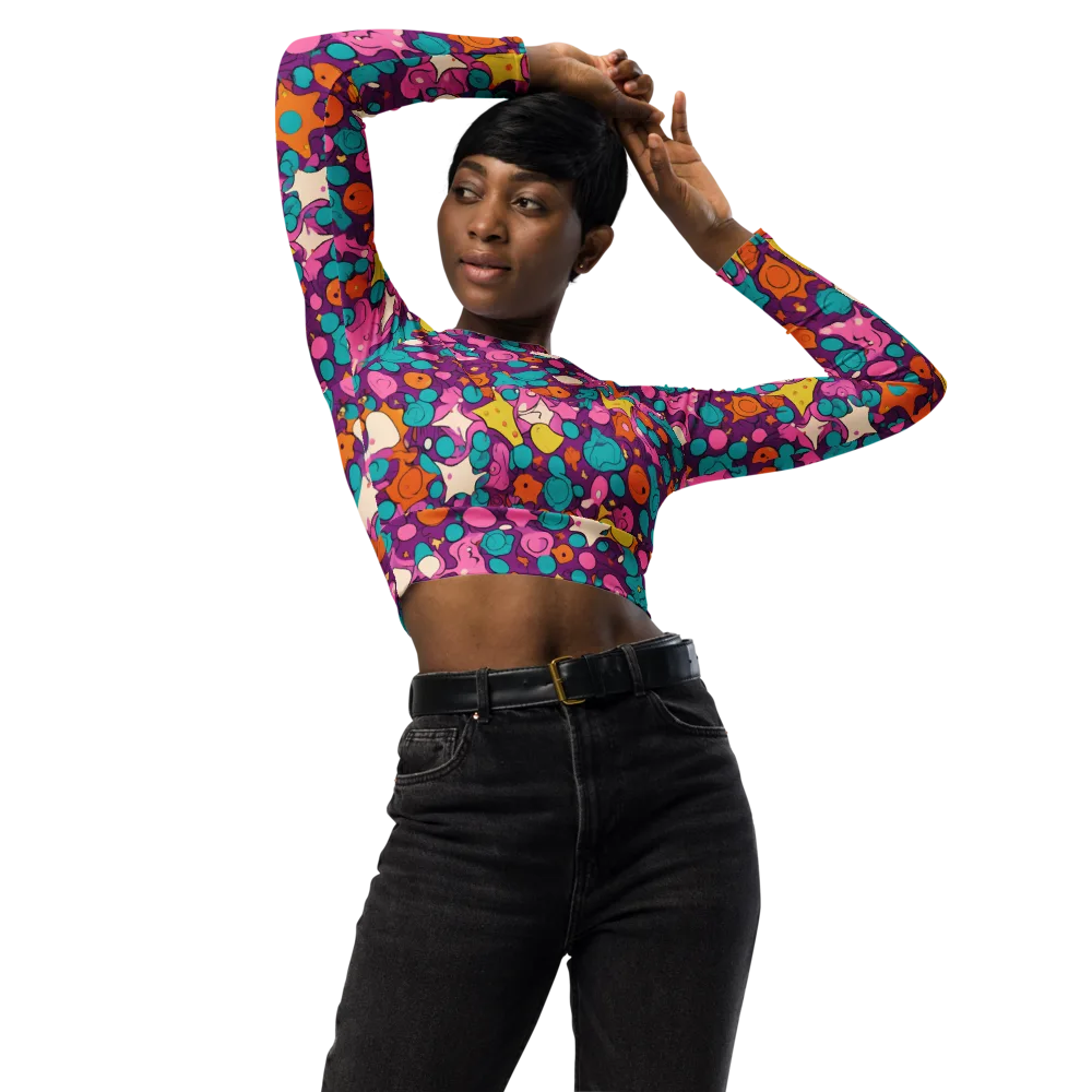 Candy Comet on Long Sleeve Crop Top — Front