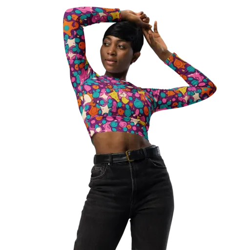 Candy Comet on a Long Sleeve Crop Top