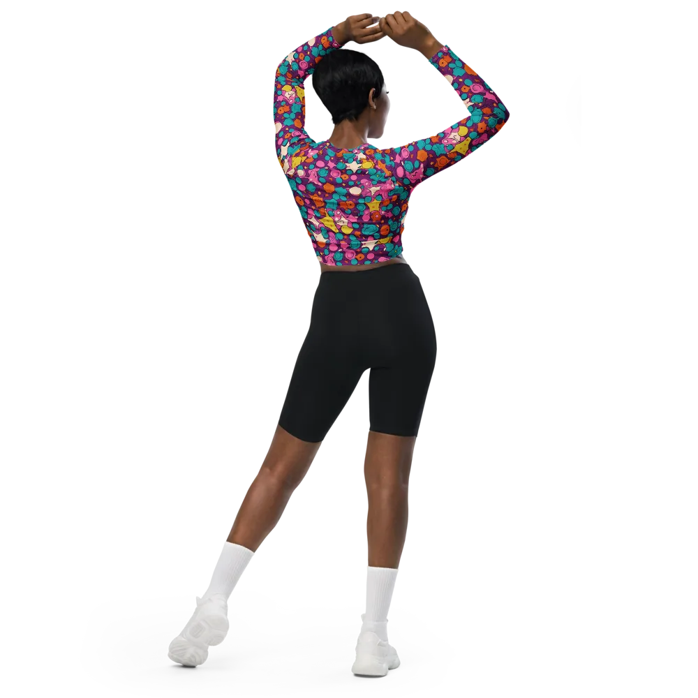 Candy Comet on Long Sleeve Crop Top — Back