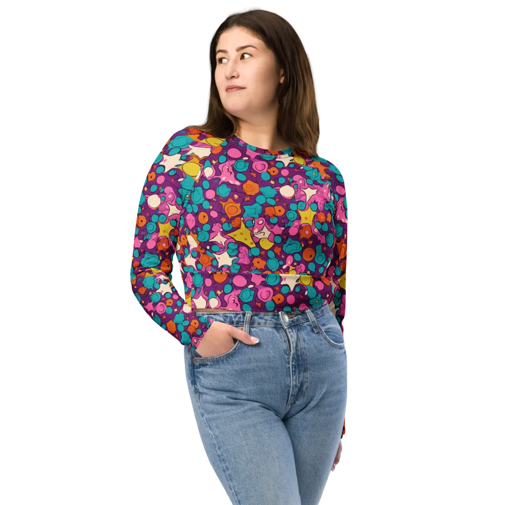 Candy Comet on Long Sleeve Crop Top — Front