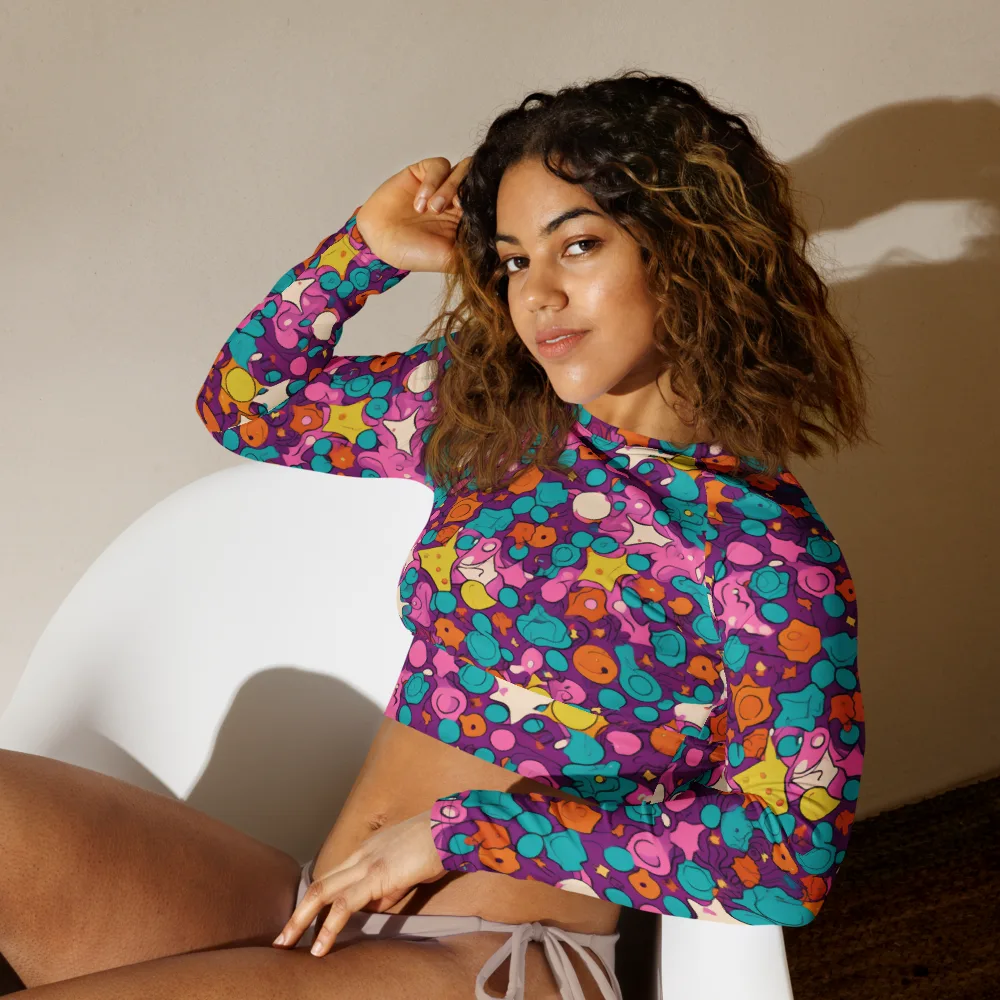 Candy Comet on Long Sleeve Crop Top — Left Front