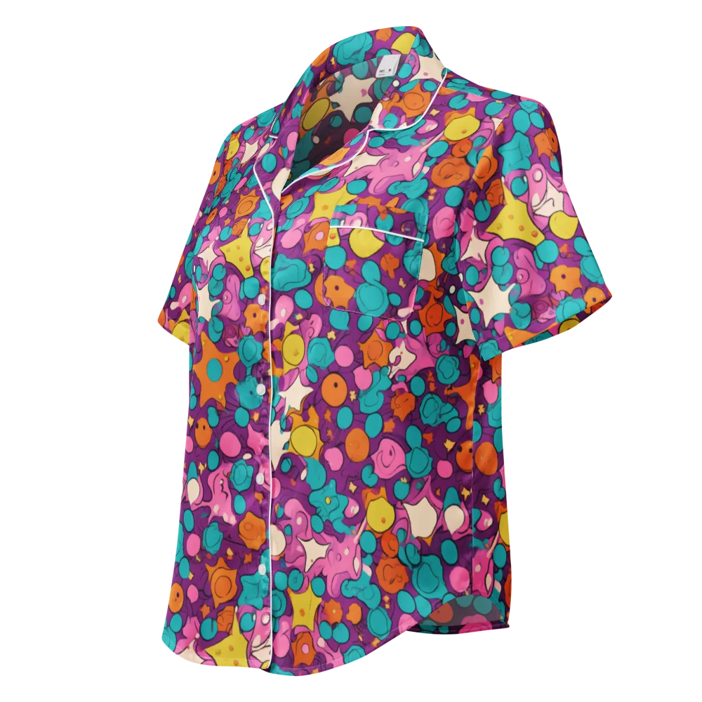 Candy Comet on Women's Short Sleeve Pajama Top — Left Front