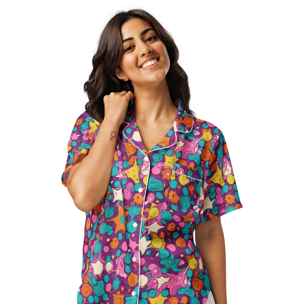 Candy Comet on Women's Short Sleeve Pajama Top — Front