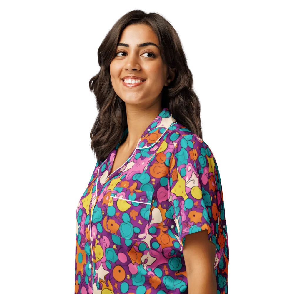 Candy Comet on Women's Short Sleeve Pajama Top — Left Front