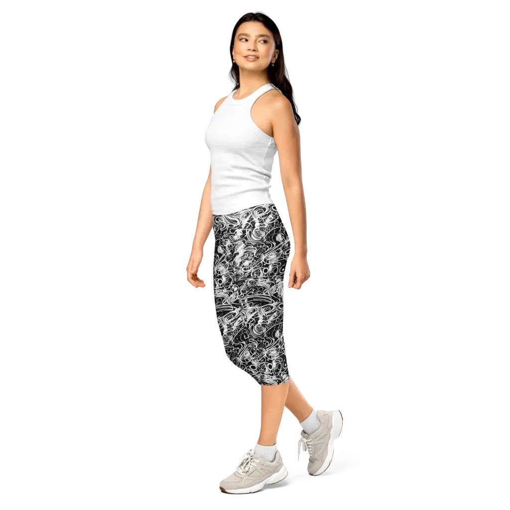 Graphite Whirlpool on Capri Leggings — Left Front