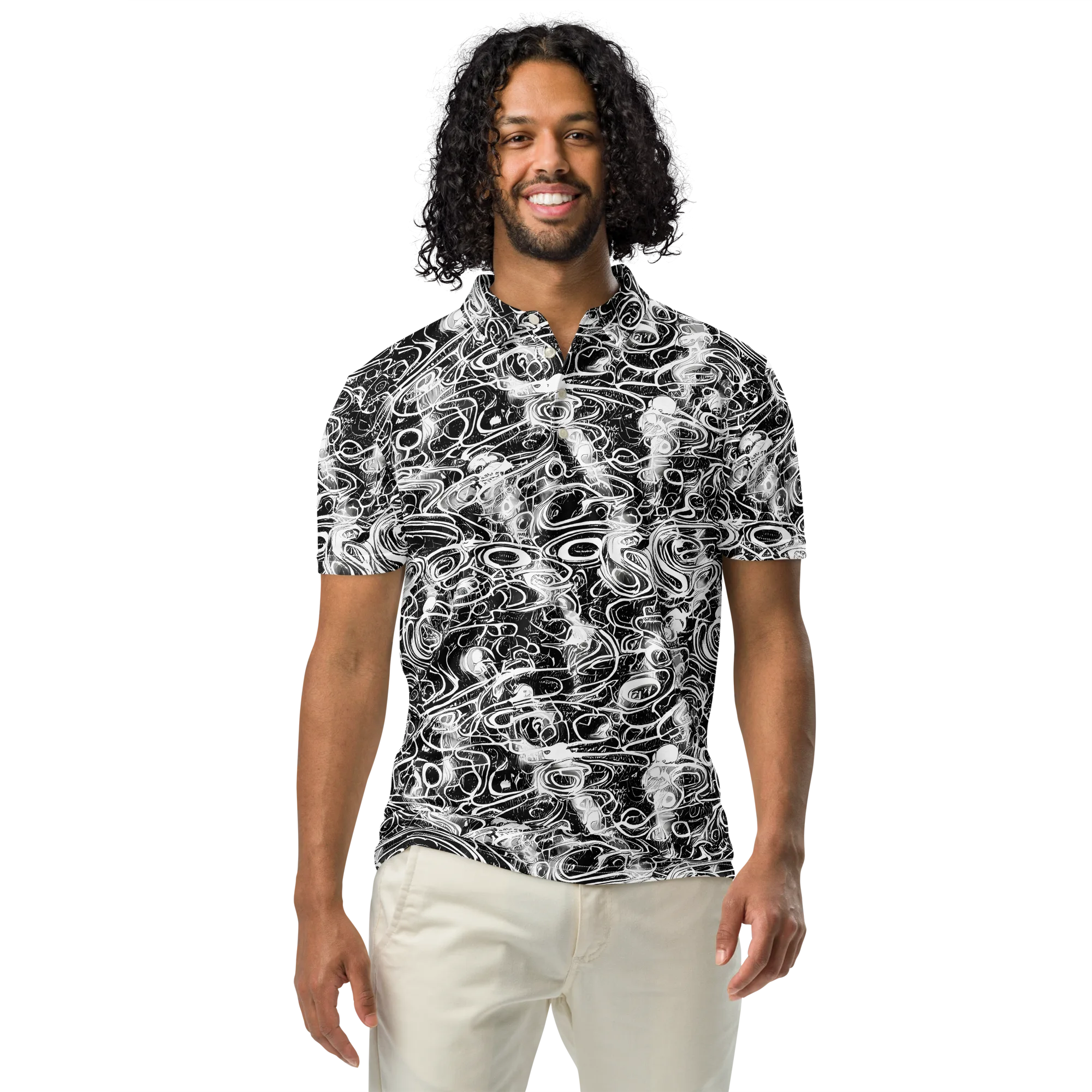 Graphite Whirlpool on Men's Slim Fit Polo Shirt — Front