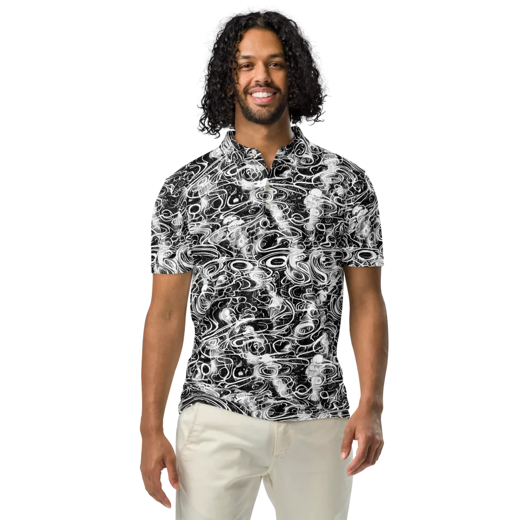 Graphite Whirlpool on Men's Slim Fit Polo Shirt — Front
