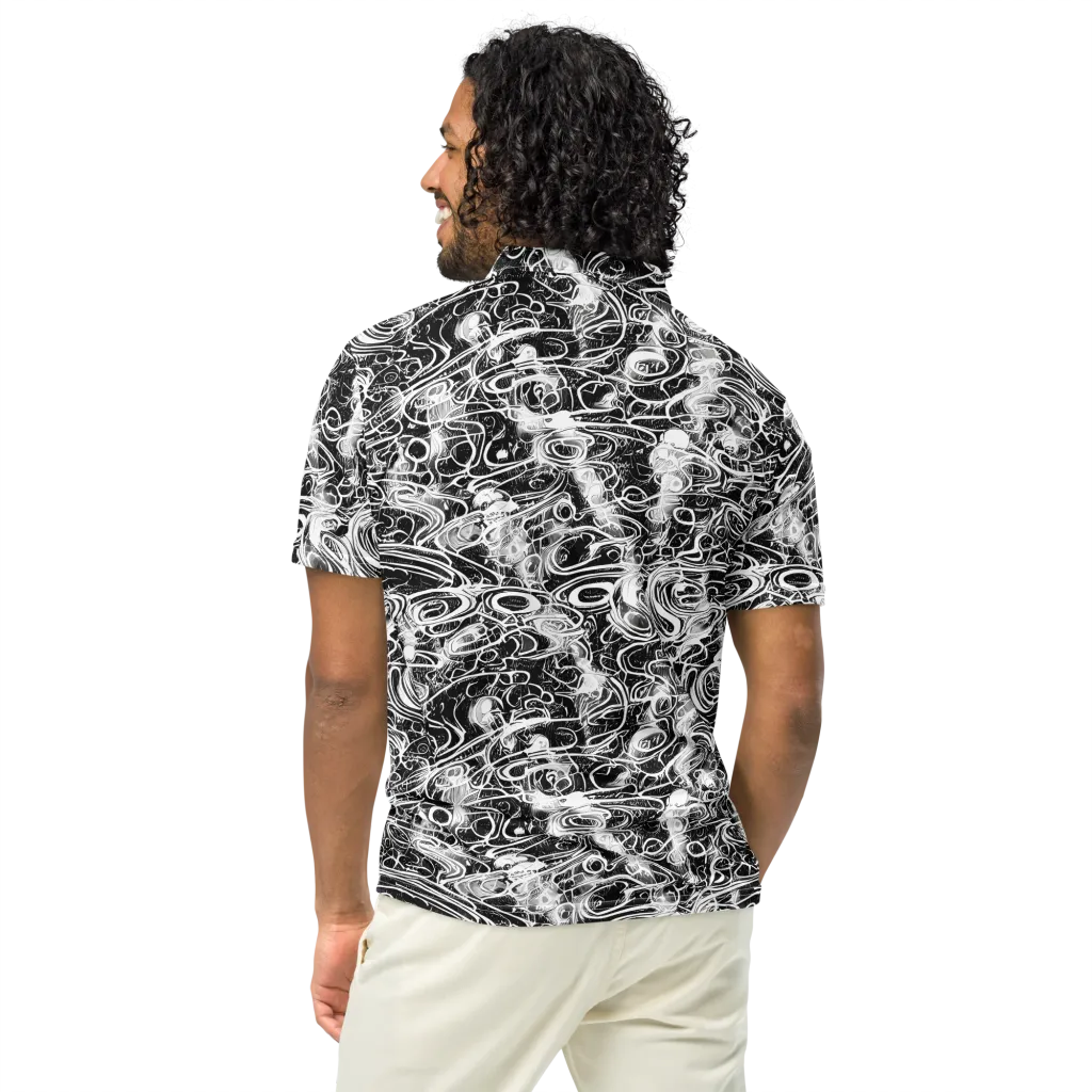 Graphite Whirlpool on Men's Slim Fit Polo Shirt — Back