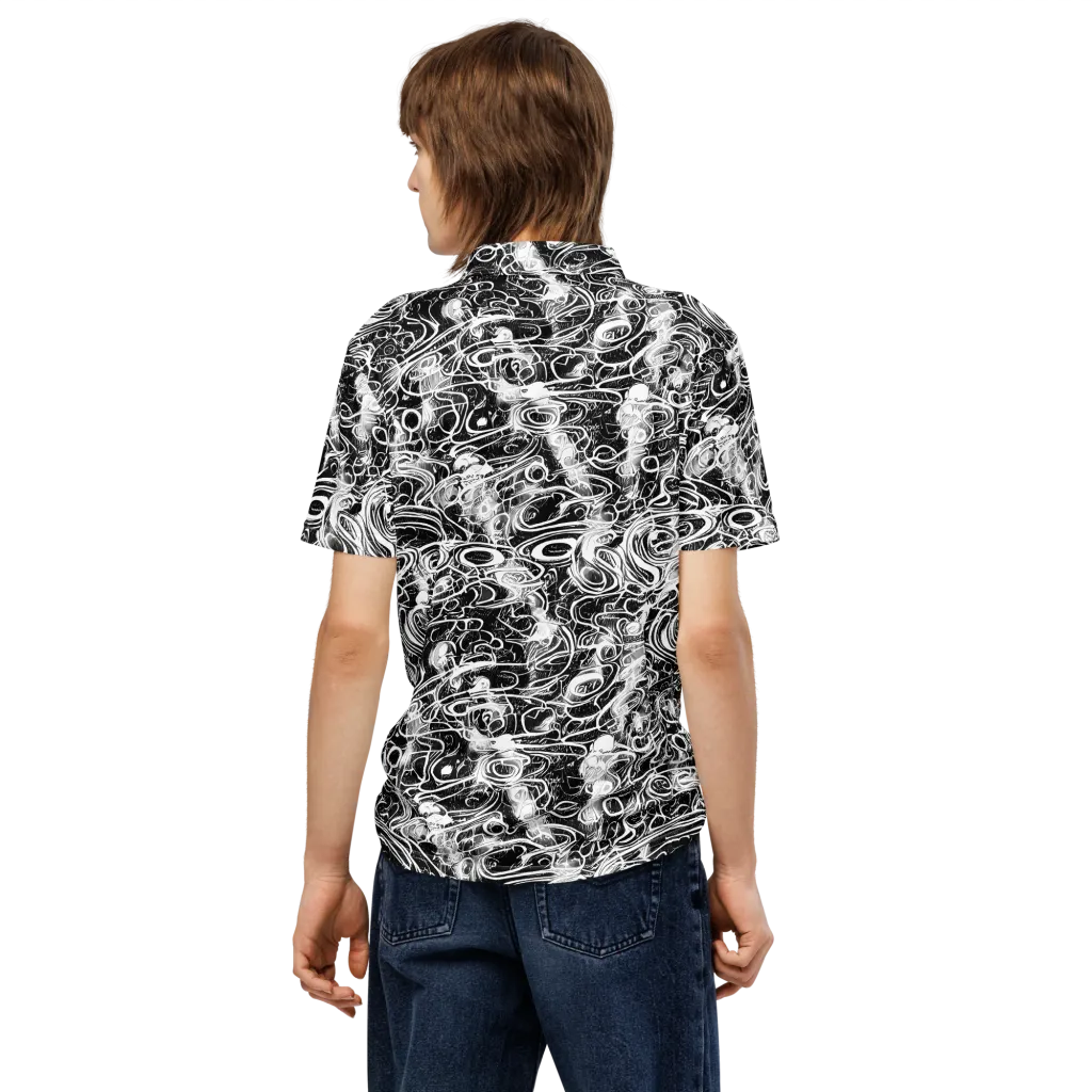Graphite Whirlpool on Men's Slim Fit Polo Shirt — Back
