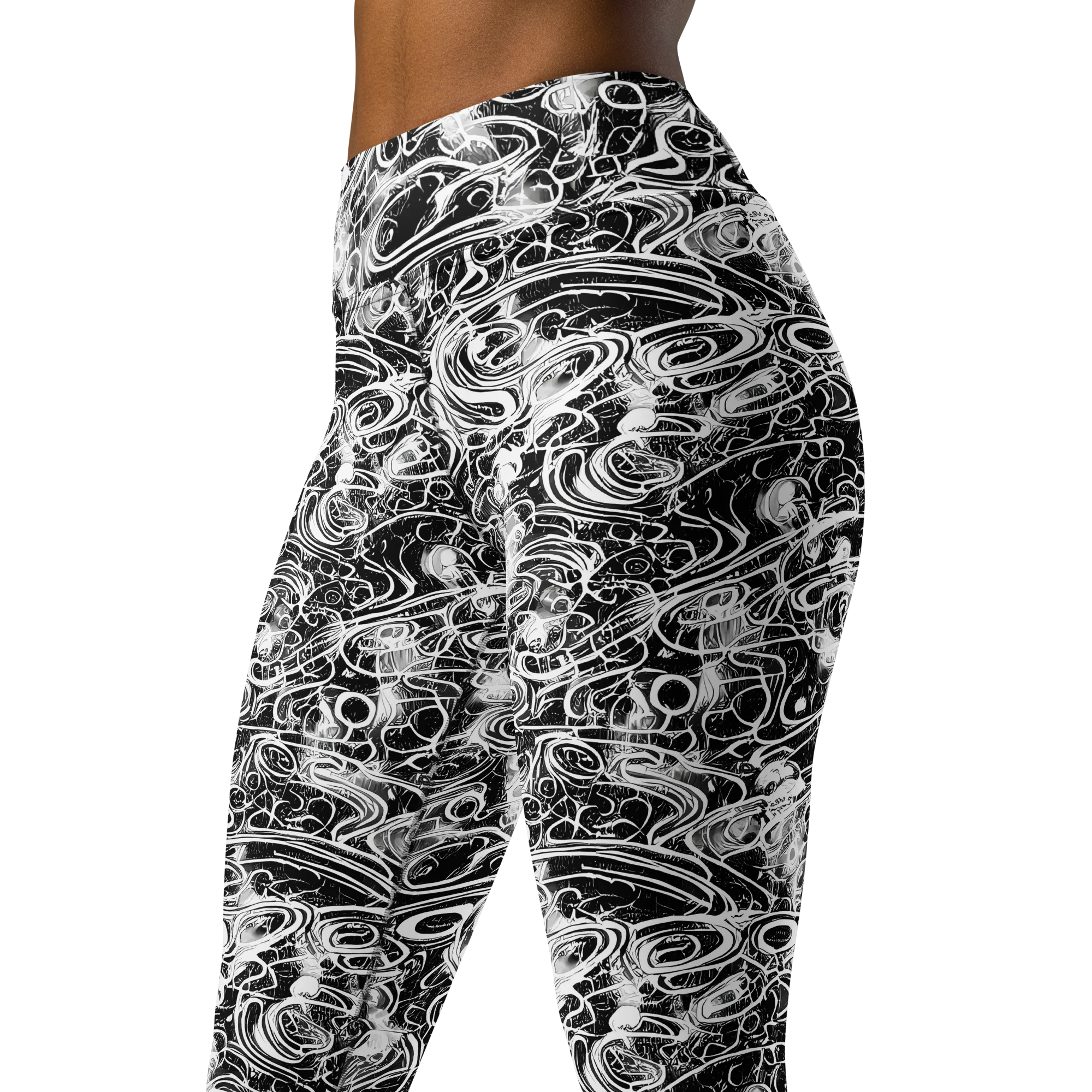 Graphite Whirlpool on Yoga Leggings — Left Front