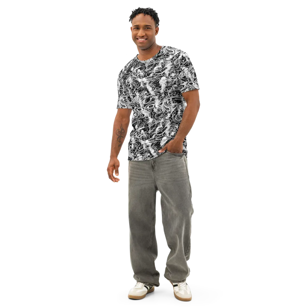 Graphite Whirlpool on Men's Cotton Crew Neck T-Shirt — Front