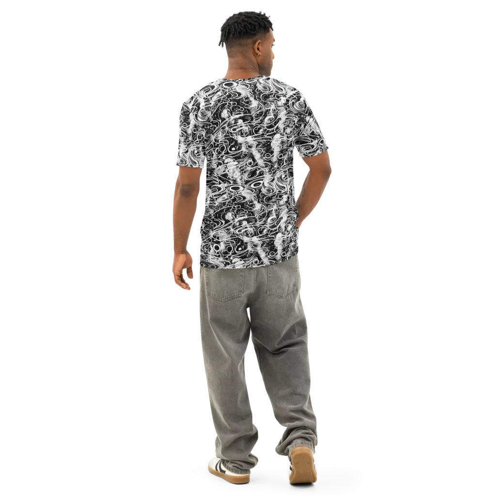 Graphite Whirlpool on Men's Cotton Crew Neck T-Shirt — Back