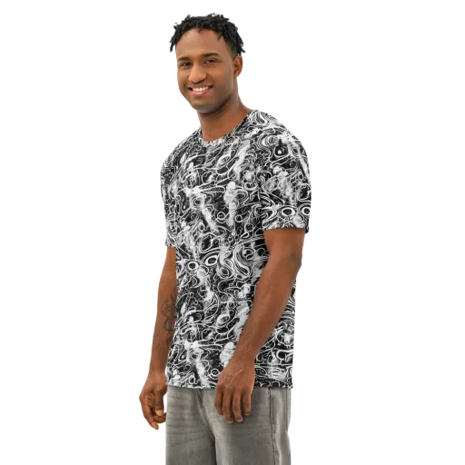 Graphite Whirlpool on a Men's Cotton Crew Neck T-Shirt