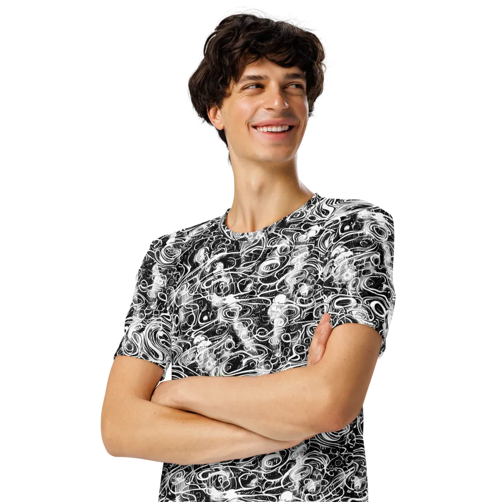 Graphite Whirlpool on Men's Crew Neck T-Shirt — Left Front