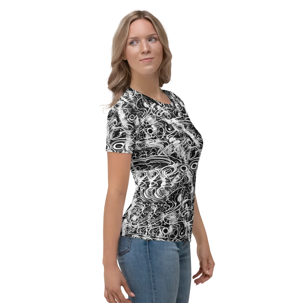 Graphite Whirlpool on Women's Crew Neck T-Shirt — Right