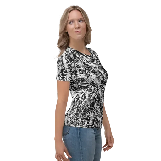 Graphite Whirlpool on a Women's Crew Neck T-Shirt