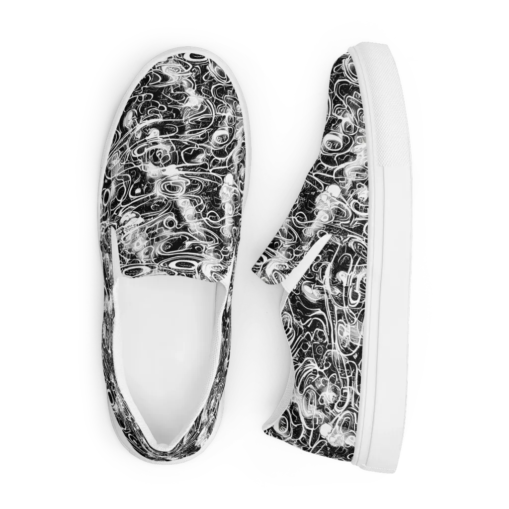 Graphite Whirlpool on Men's Slip-On Canvas Shoes — Front