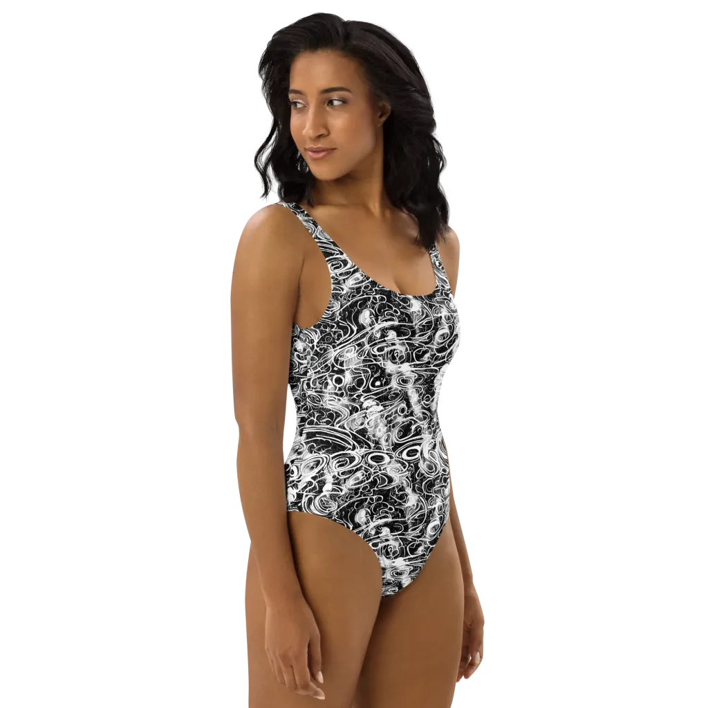 Graphite Whirlpool on One-Piece Swimsuit — Right