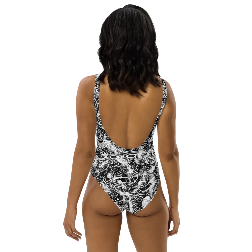 Graphite Whirlpool on One-Piece Swimsuit — Back