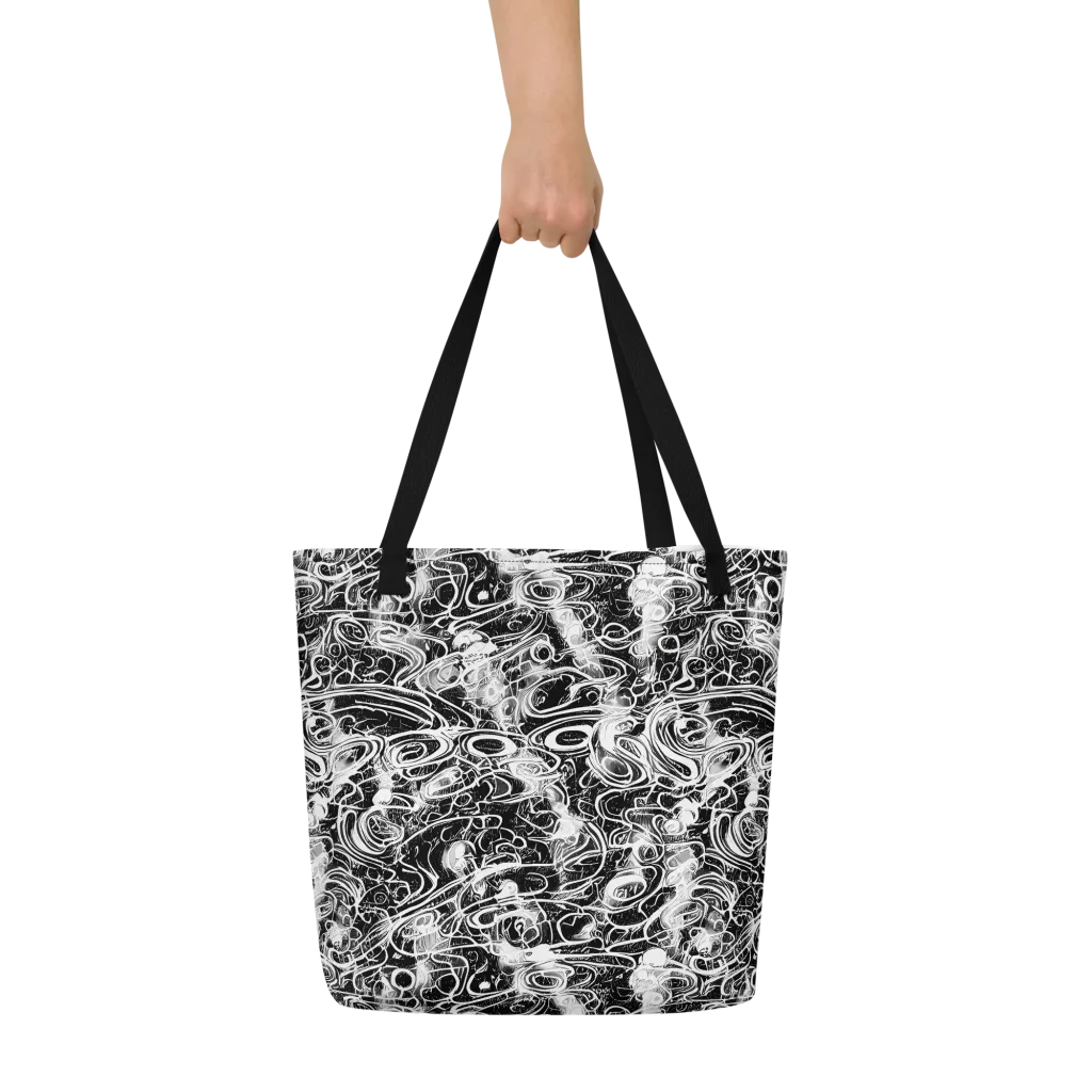 Graphite Whirlpool on Large Tote Bag W/ Pocket — Front