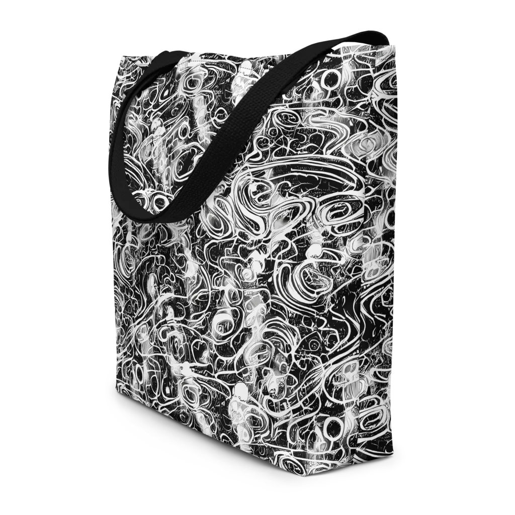 Graphite Whirlpool on Large Tote Bag W/ Pocket — Front
