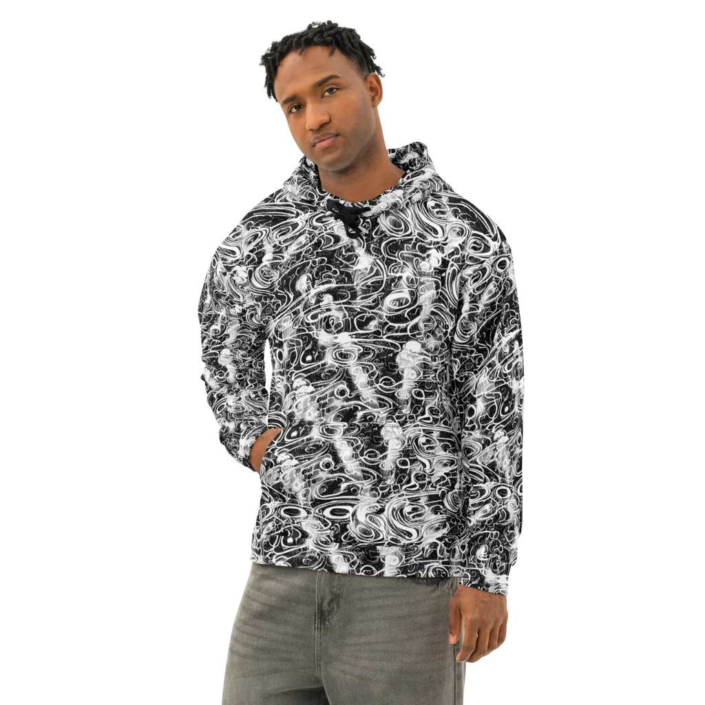 Graphite Whirlpool on Cotton Hoodie — Left Front