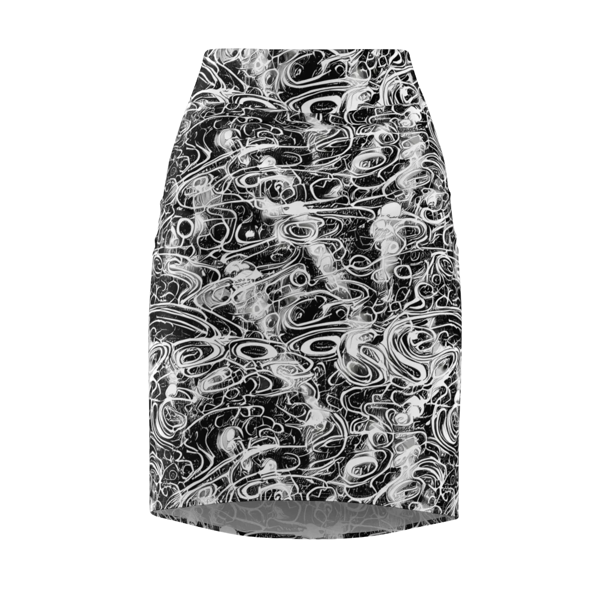 Graphite Whirlpool on Pencil Skirt — Front