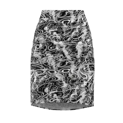 Graphite Whirlpool on a Pencil Skirt