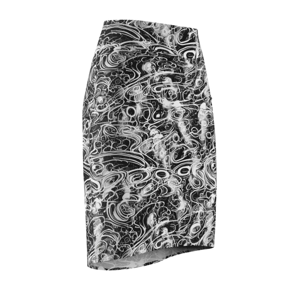 Graphite Whirlpool on Pencil Skirt — Front Side