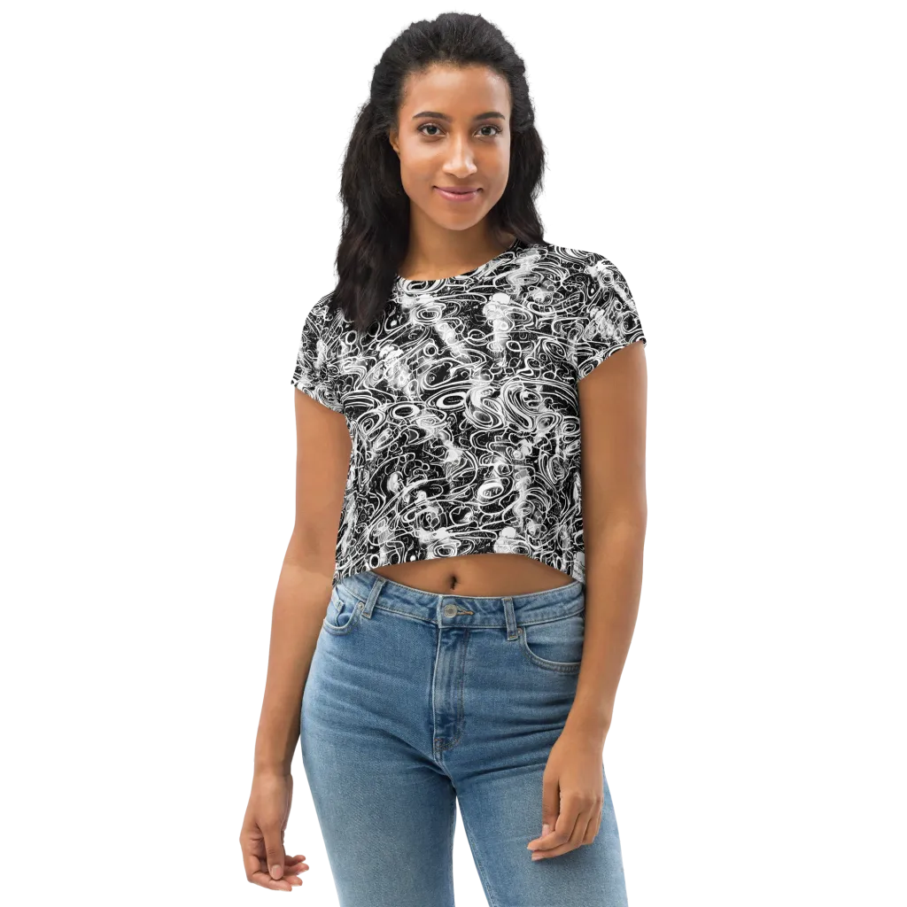 Graphite Whirlpool on Crop Tee — Front