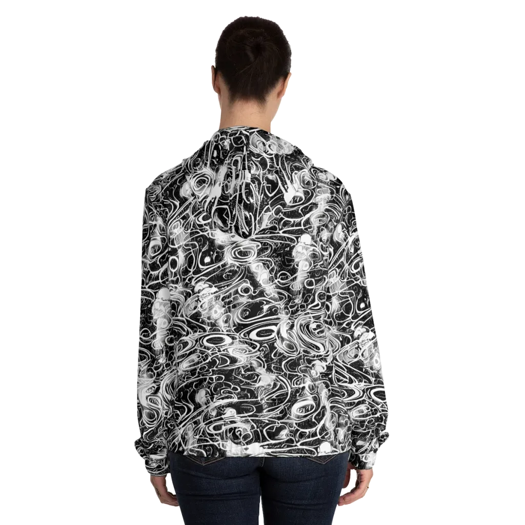 Graphite Whirlpool on Women's Full-Zip Hoodie — Back On Person