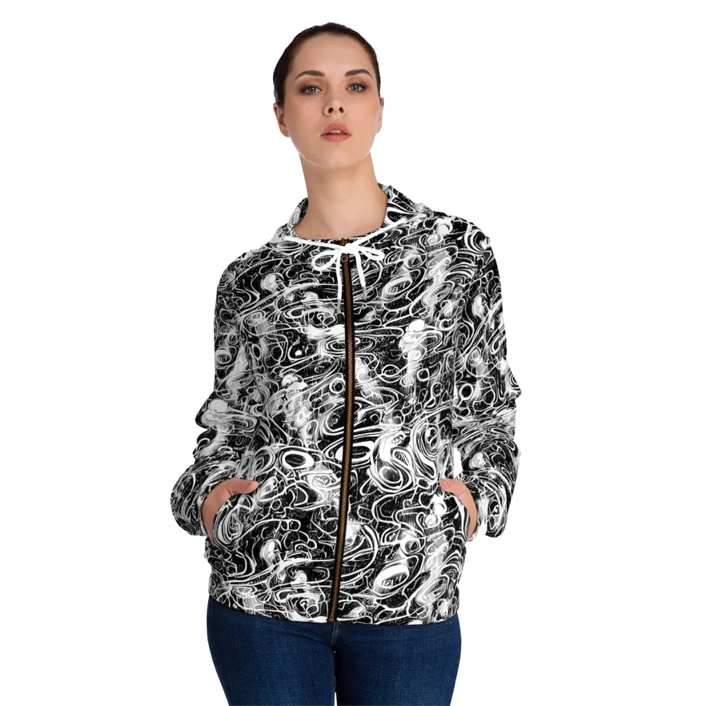 Graphite Whirlpool on Women's Full-Zip Hoodie — Front On Person