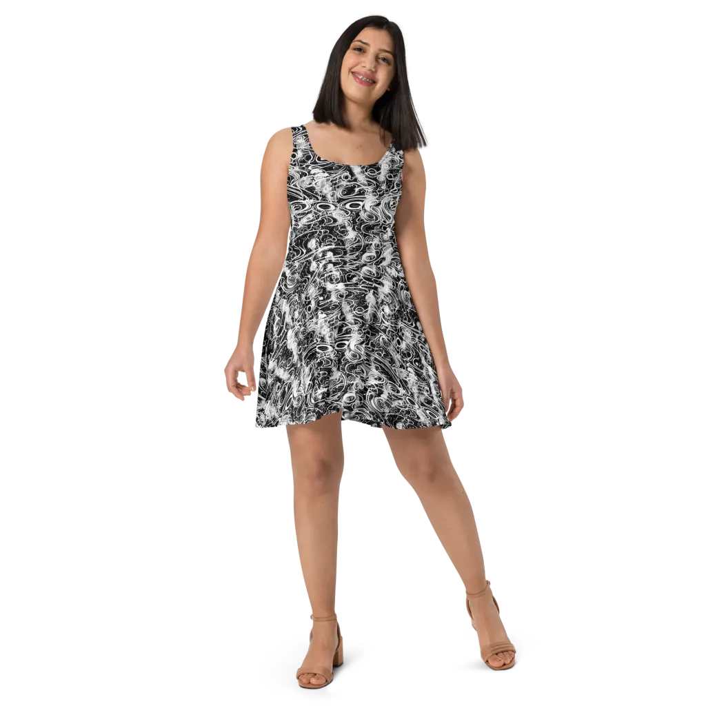 Graphite Whirlpool on Skater Dress — Front