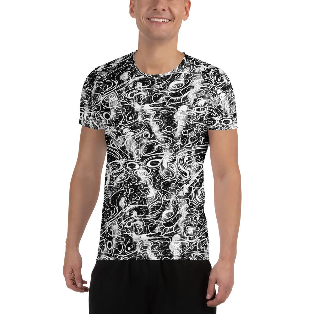 Graphite Whirlpool on Men's Athletic T-Shirt — Front