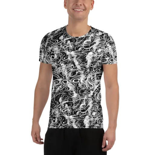Graphite Whirlpool on a Men's Athletic T-Shirt